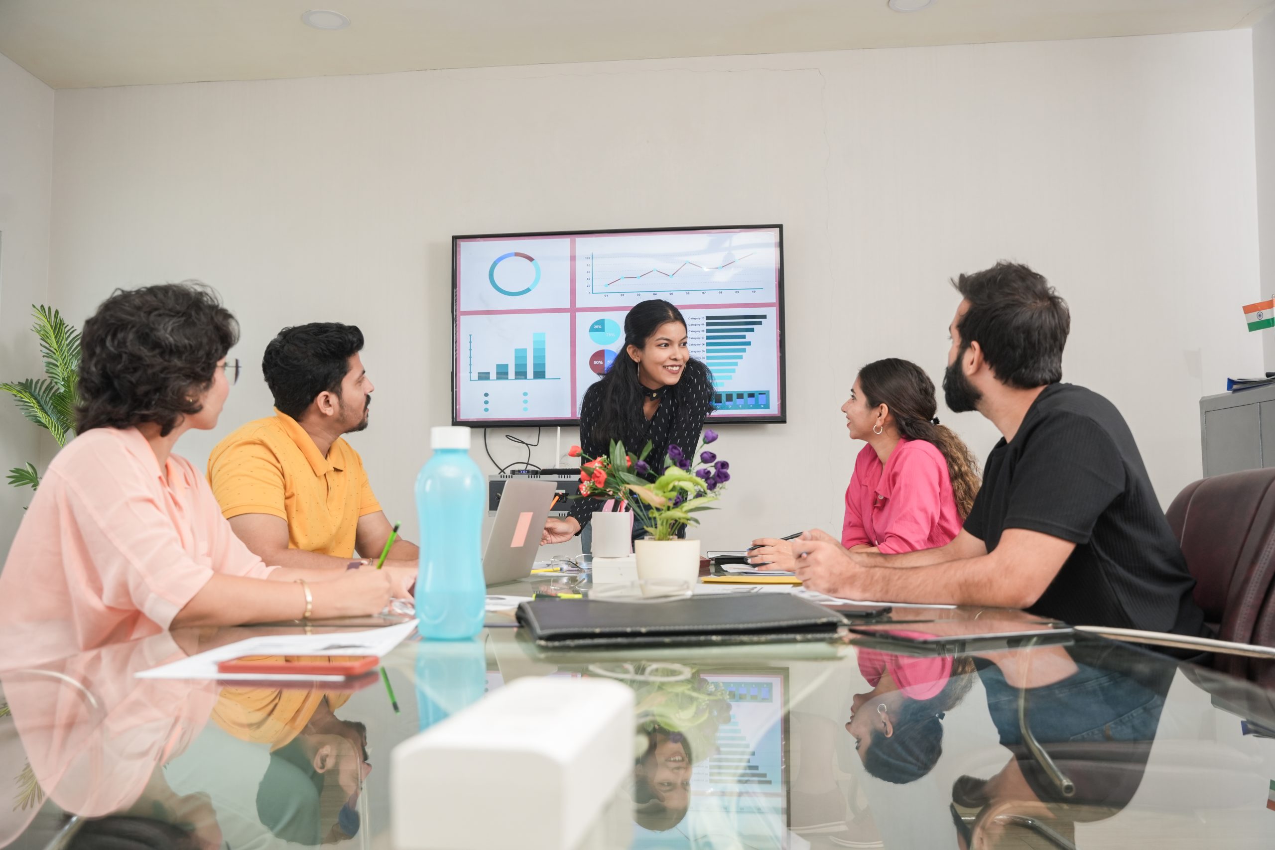 Woman leading a business meeting